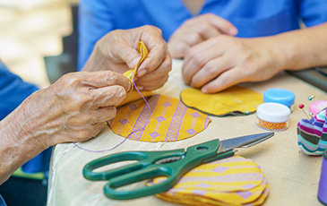 arts and craft with residents