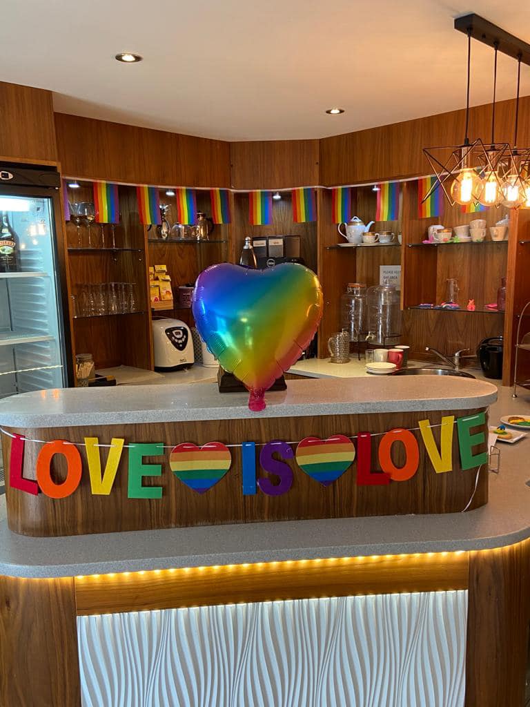 Pride decorations for our Pride month celebrations at Haling Park Care Home