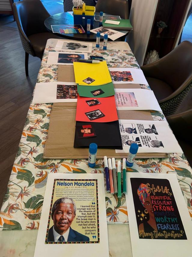 some of the materials used to make a collage for black history month